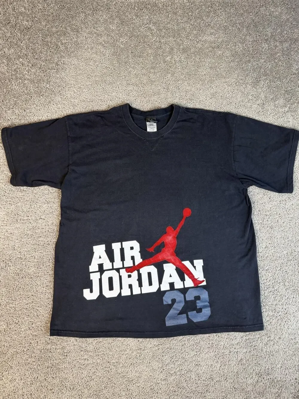 Vintage Jordan Shirt Mens XL Black Air Jordan 23 Felt Jumpman Cotton Y2K